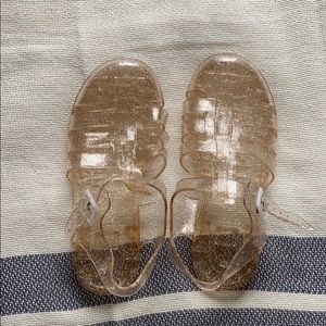 Gold sparkle jelly shoes